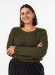 Jerseypusero ribatulla rakenteella ja pitkill&auml; hihoilla, Vihre&auml;, Model image number 0