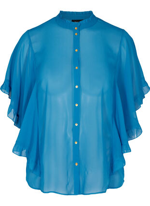 Lyhythihainen paita röyhelöyksityiskohdilla, Blue ASS, Packshot image number 0