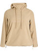 Fleece-huppari korkealla kauluksella ja brodeeratulla tekstill&auml;, Beige, Packshot image number 0