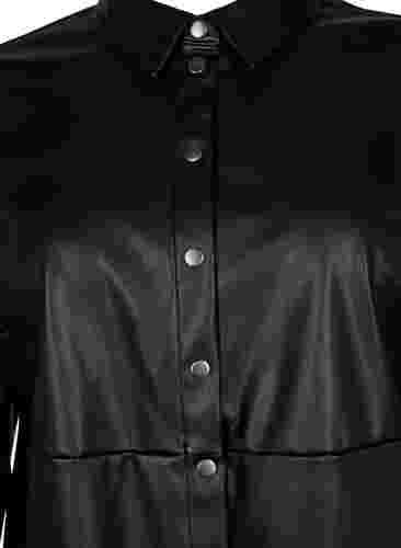 Pitkä tekonahkainen paita, Black, Packshot image number 2