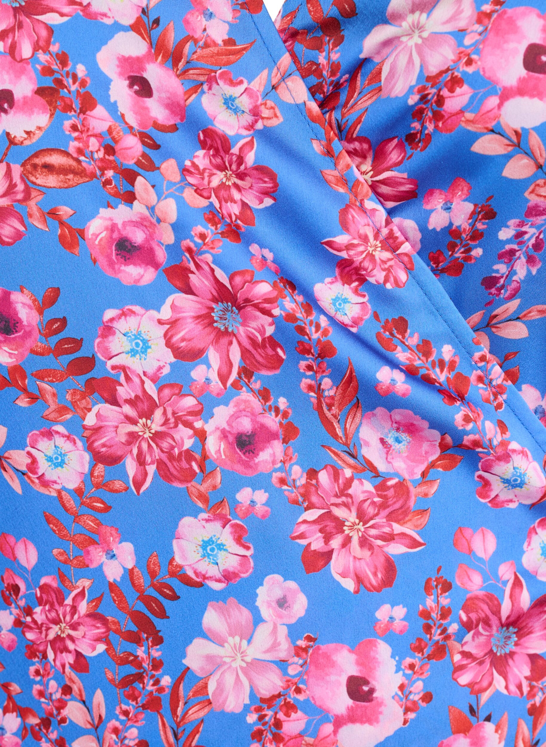 ZizziKukkakuvioinen kietaisumekko 3/4-hihoilla, Sininen, Packshot image number 2