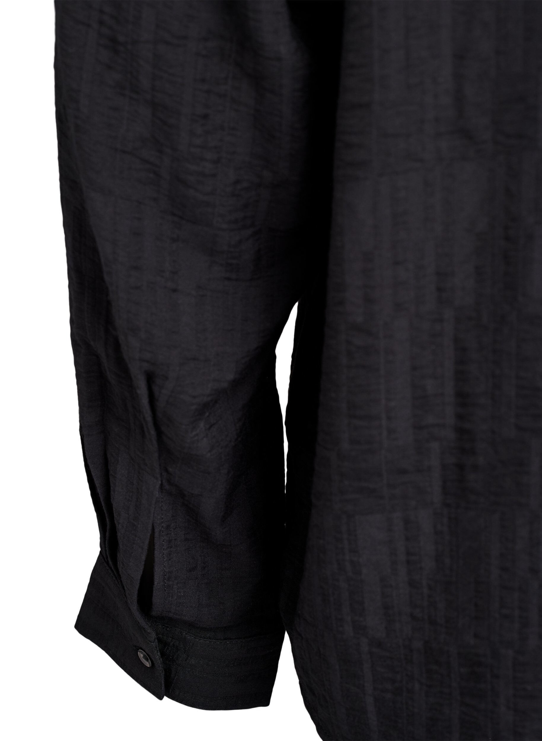 Zizzi Rento paita tekstuurilla ja V-p&auml;&auml;ntiell&auml;, Musta, Packshot image number 3