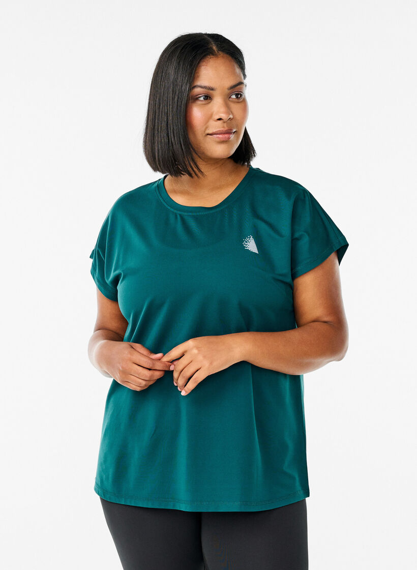 Yksivärinen treenipaita, Vihreä, Model image number 0