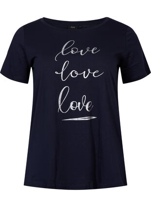 Lyhythihainen puuvillainen t-paita painatuksella, Night Sky Love Love, Packshot image number 0