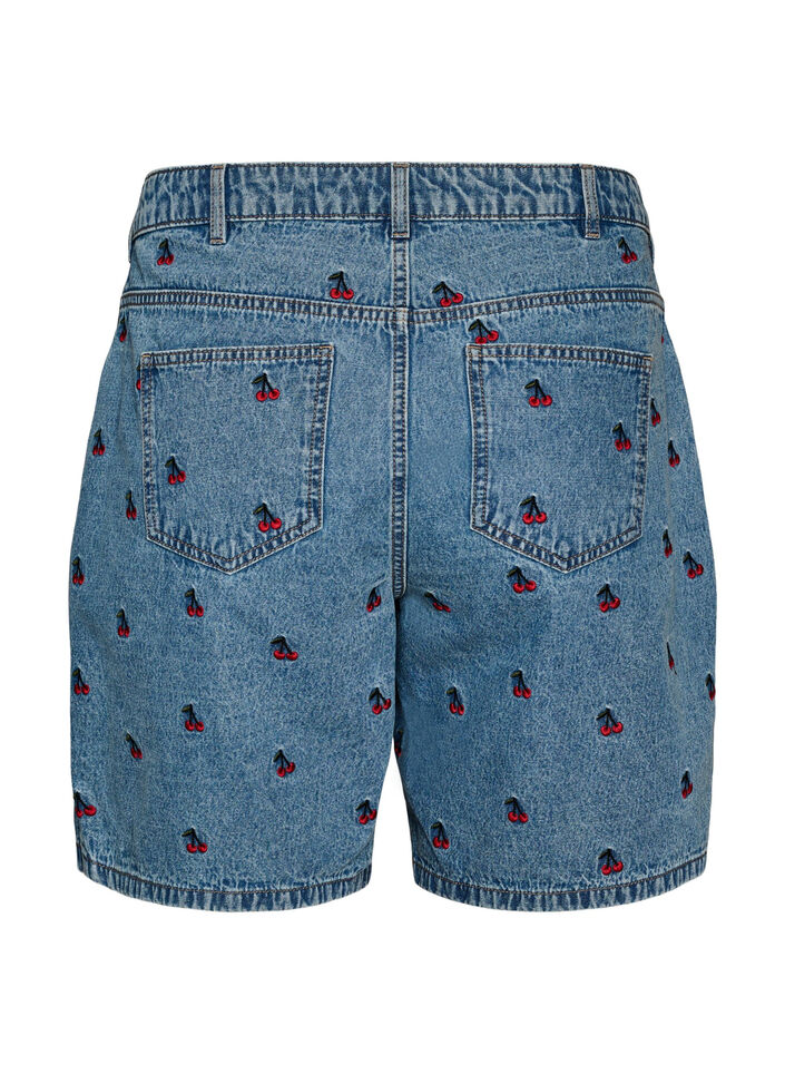 Kirjailut denimshortsit, Sininen, Packshot image number 1
