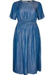 Midimekko, jossa on farkkulook ja joustava vy&ouml;t&auml;r&ouml;, Sininen