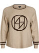 Neulepusero logolla ja kontrastiraidoilla, Beige, Packshot image number 0
