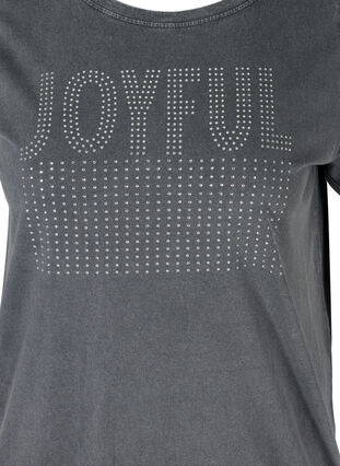 Puuvillainen t-paita niiteillä ja smokkirypytyksellä , Grey Wash, Packshot image number 2