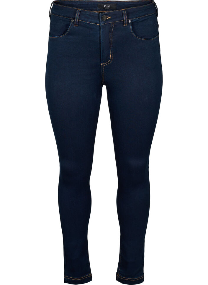 Super slim Amy-farkut korkealla vy&ouml;t&auml;r&ouml;ll&auml;, Unwashed, Packshot image number 0