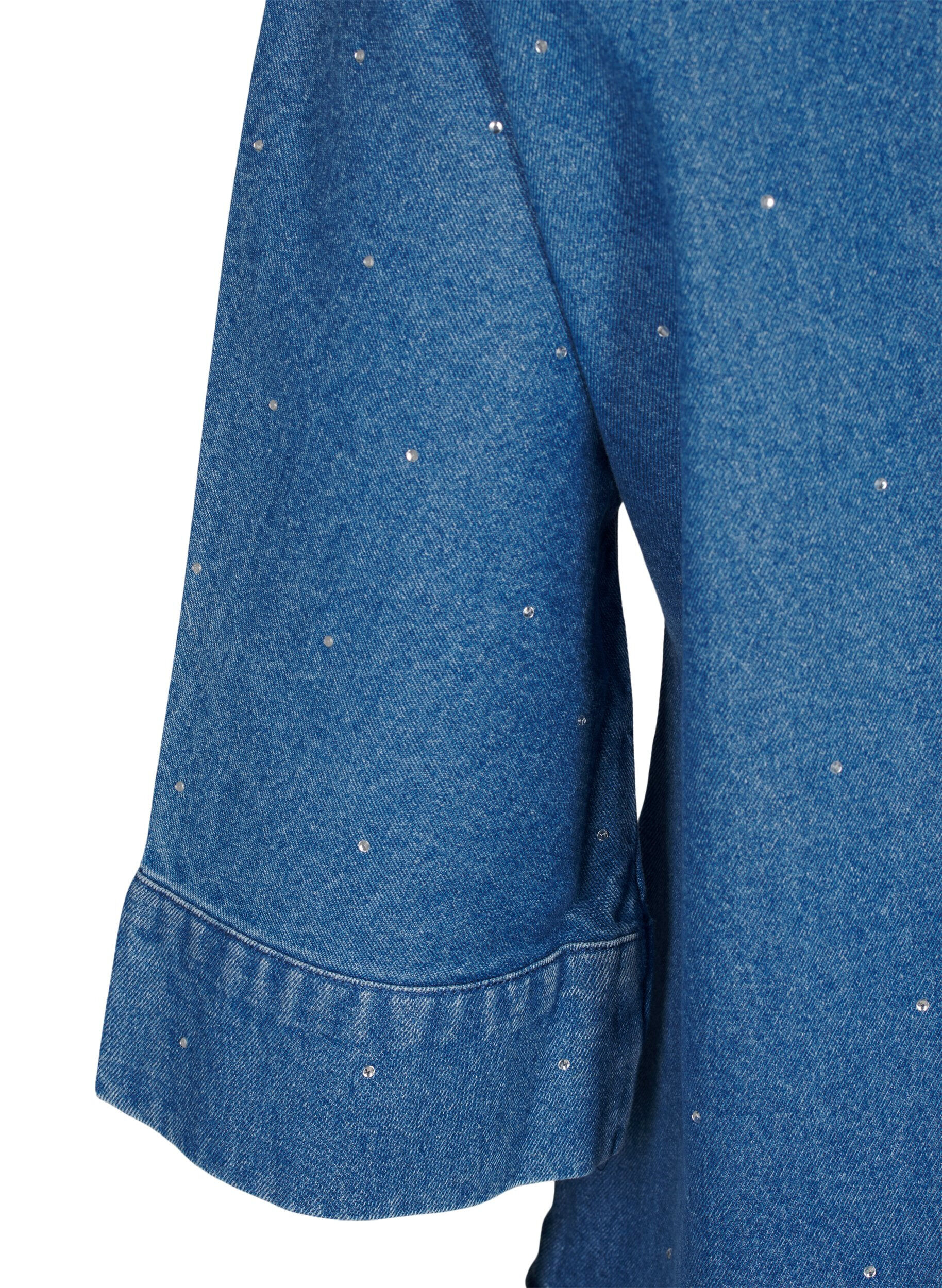 Zizzi Farkkupaita tekojalokivill&auml; ja 3/4-pituisilla hihoilla, Bl. Denim Rhinestone, Packshot image number 3