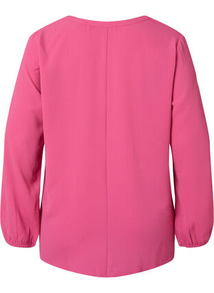 Yksivärinen pusero v-aukolla, Shocking Pink, Packshot image number 1