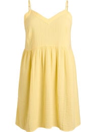 Puuvillainen rantamekko kapeilla olkaimilla, Keltainen