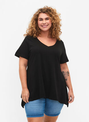 Puuvillainen t-paita lyhyillä hihoilla, Black SOLD, Model image number 0