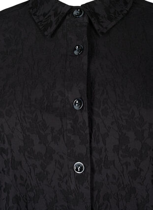Viskoosista valmistettu paitatakki, jossa on sävy sävyyn -kuvio, Black, Packshot image number 2