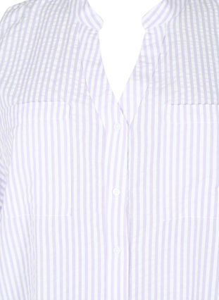 Raidallinen paita, jossa on rintataskut, White/LavenderStripe, Packshot image number 3