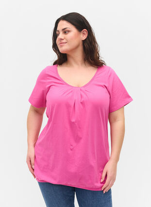 Puuvillainen t-paita lyhyillä hihoilla, Raspberry Rose, Model image number 0