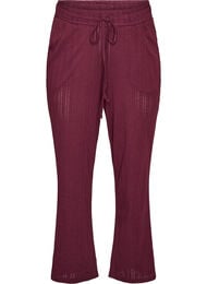 Luomupuuvillaiset pyjamahousut rei&rsquo;itetyll&auml; kirjailulla, Tumma Bordeaux