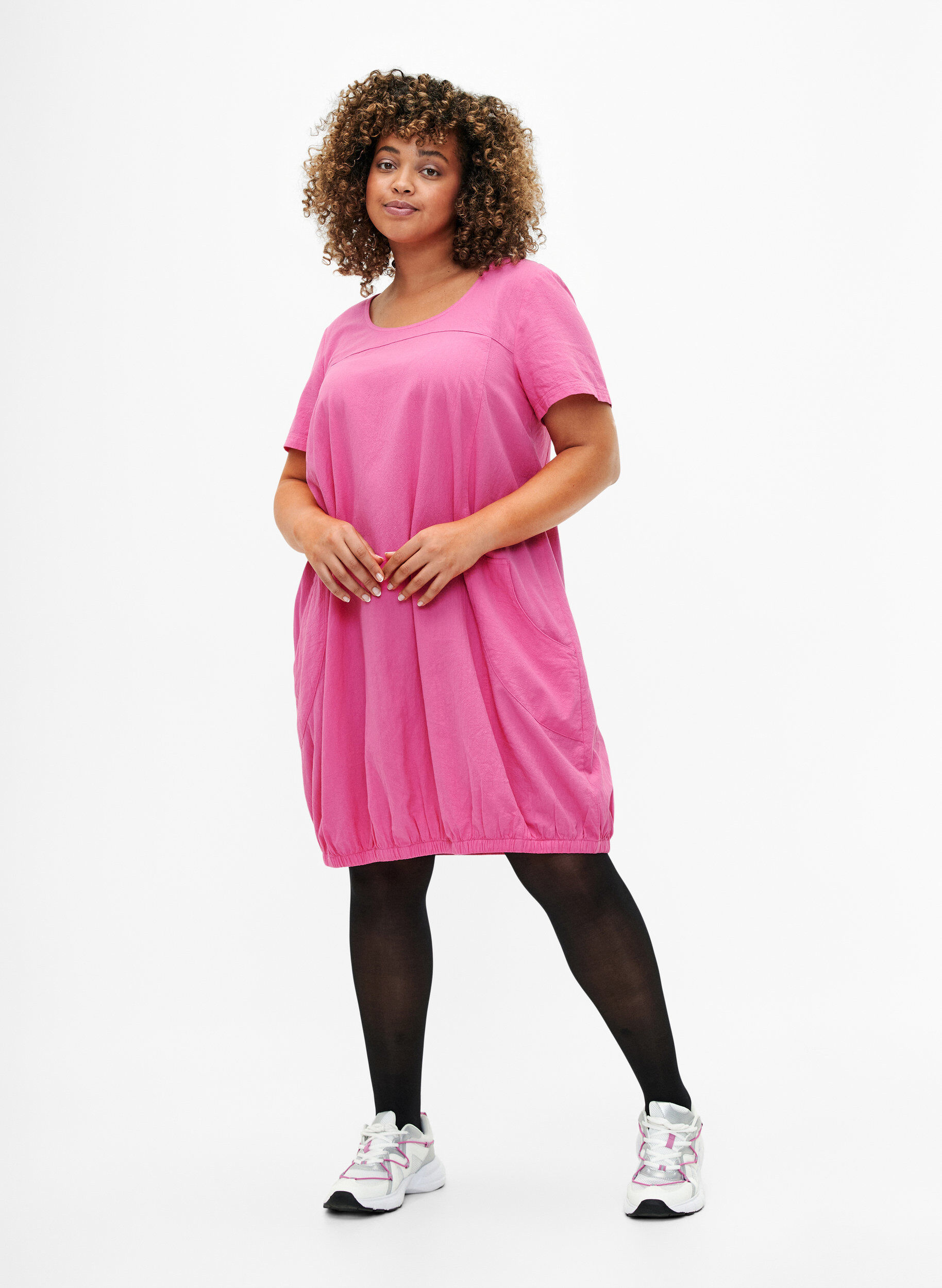 ZizziLyhythihainen puuvillamekko , Vaaleanpunainen, Model image number 1