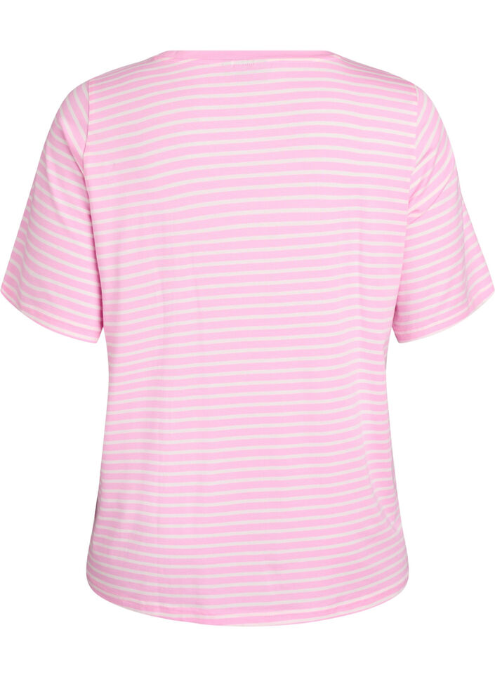 T-paita TENCEL&trade; Lyocellista ja raidoilla, Vaaleanpunainen, Packshot image number 1