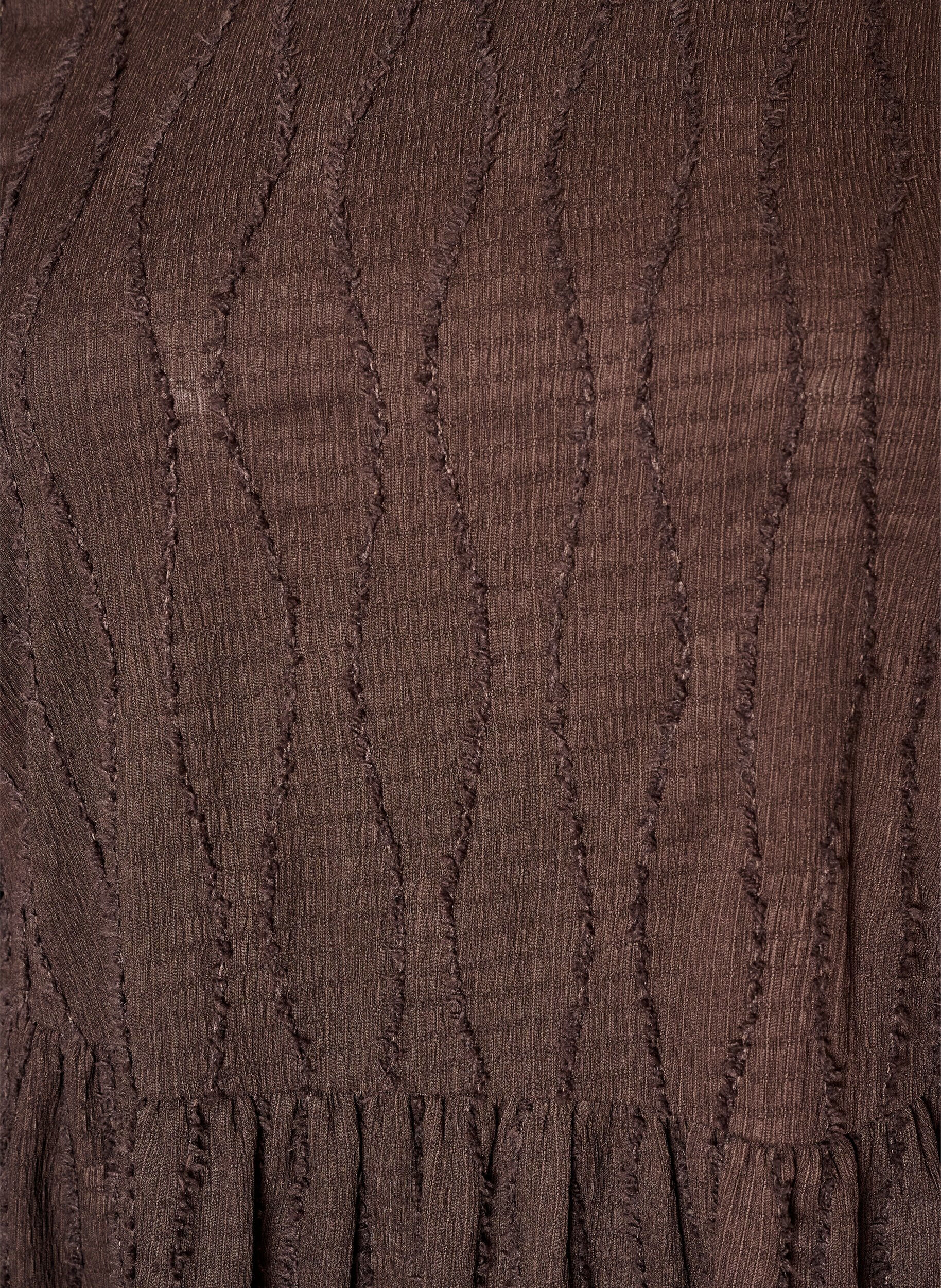 ZizziLyhyt jersey-mekko aaltoilevalla tekstuurilla, Ruskea, Packshot image number 2