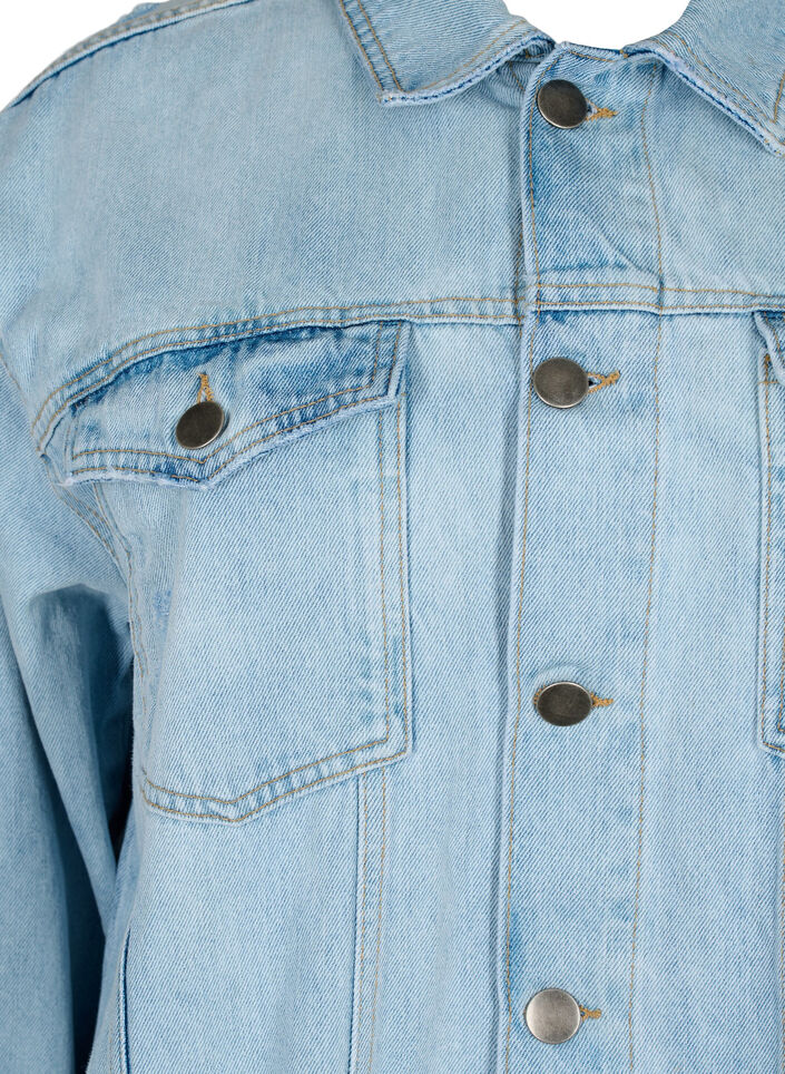 Väljä farkkutakki kulutuksilla, Light blue denim, Packshot image number 2