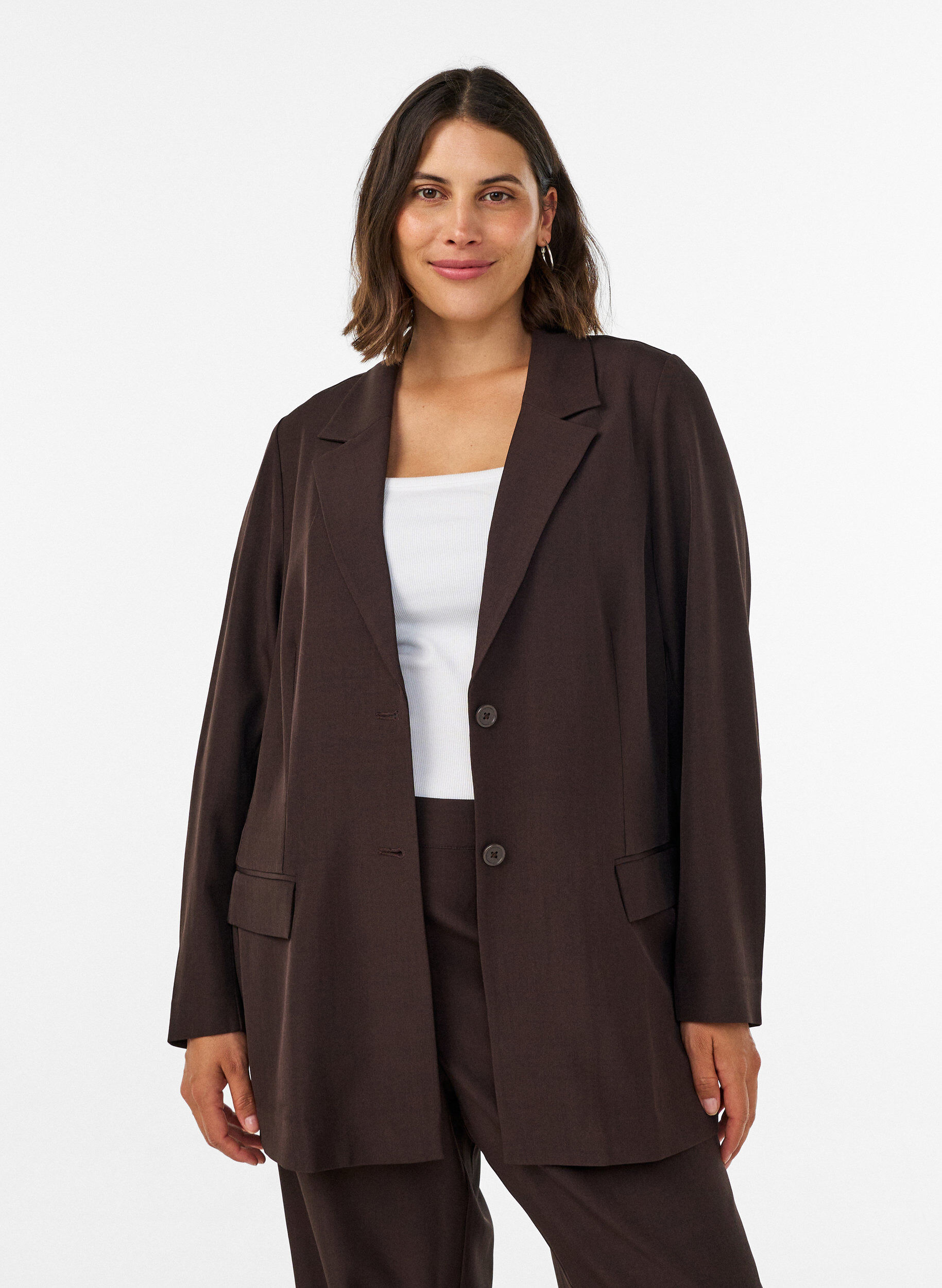 ZizziBleiseri taskuilla ja halkioilla, Ruskea, Model image number 0