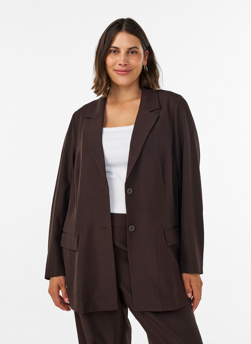 Bleiseri taskuilla ja halkioilla, Ruskea, Model image number 0
