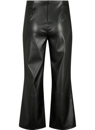 Keinonahkaiset housut leveällä lahkeellä, Black, Packshot image number 1