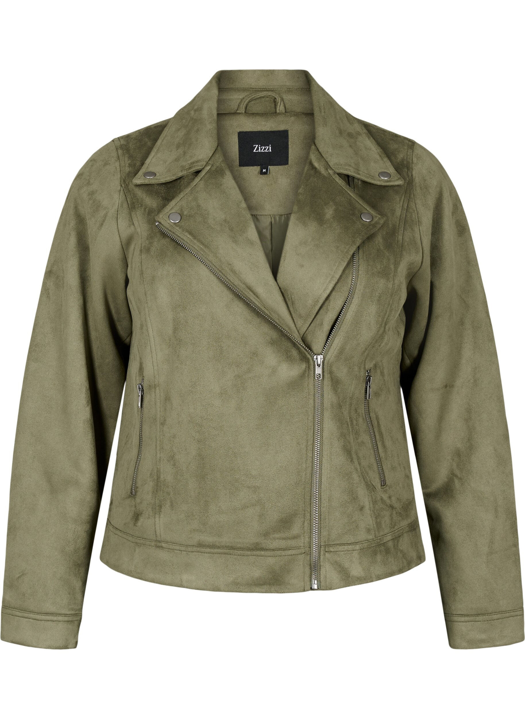 ZizziBiker-takki tekomokkanahkaa, Dusty Olive, Packshot image number 0