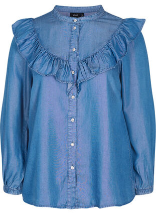 Pitkähihainen paita lyocell-kuidusta (TENCEL™), Blue denim, Packshot image number 0