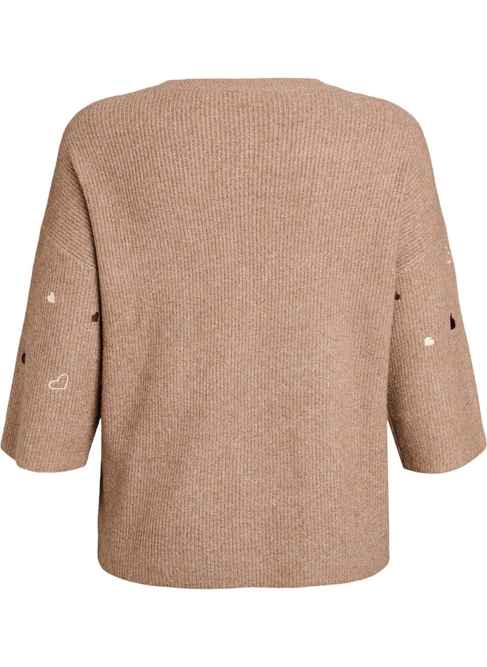 Neulepusero syd&auml;mill&auml; ja 3/4-hihoilla, Ruskea, Packshot image number 1
