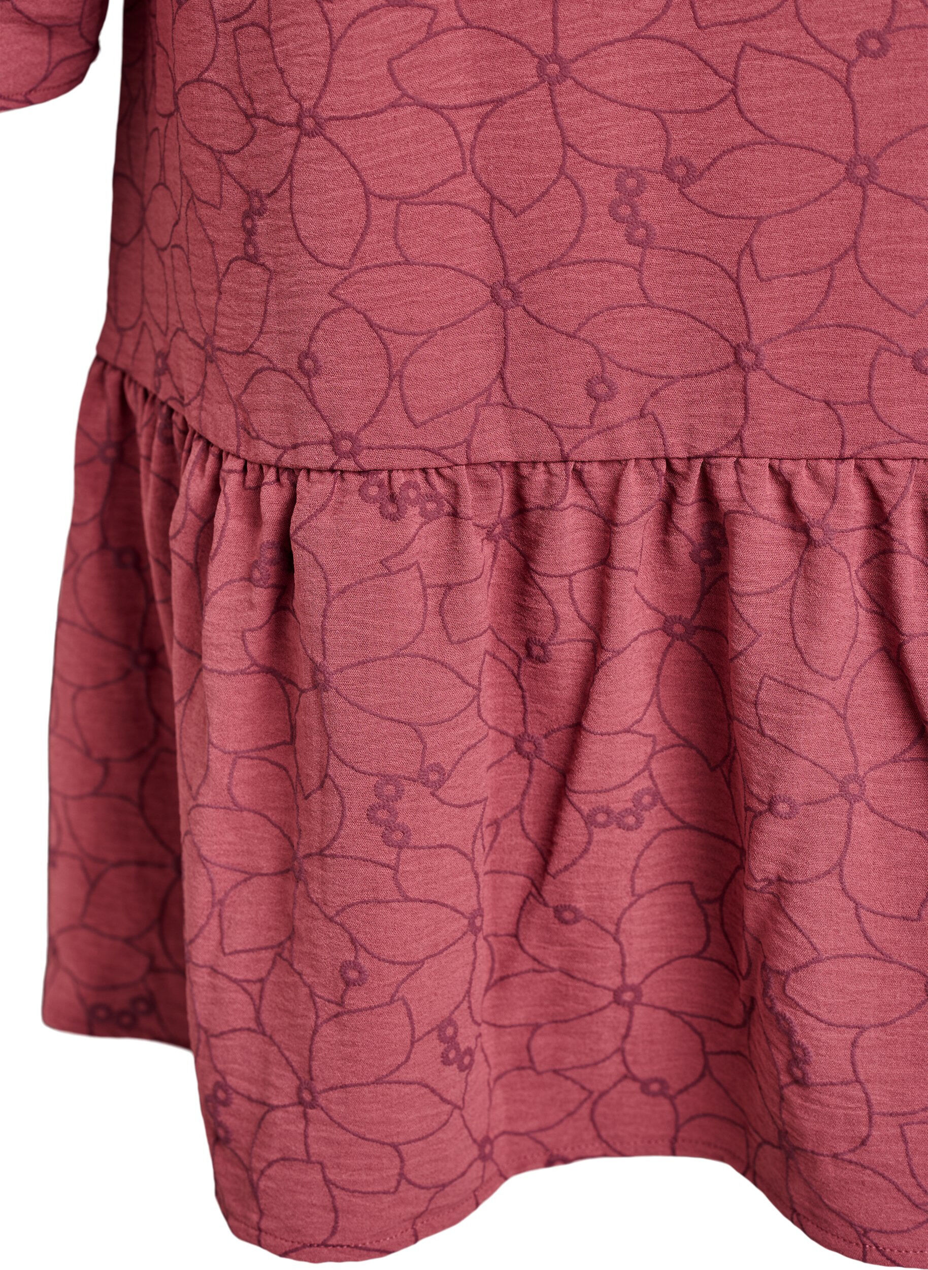 Zizzi Tunika kirjotulla kukkakuviolla ja 3/4-hihoilla, Vaaleanpunainen, Packshot image number 3