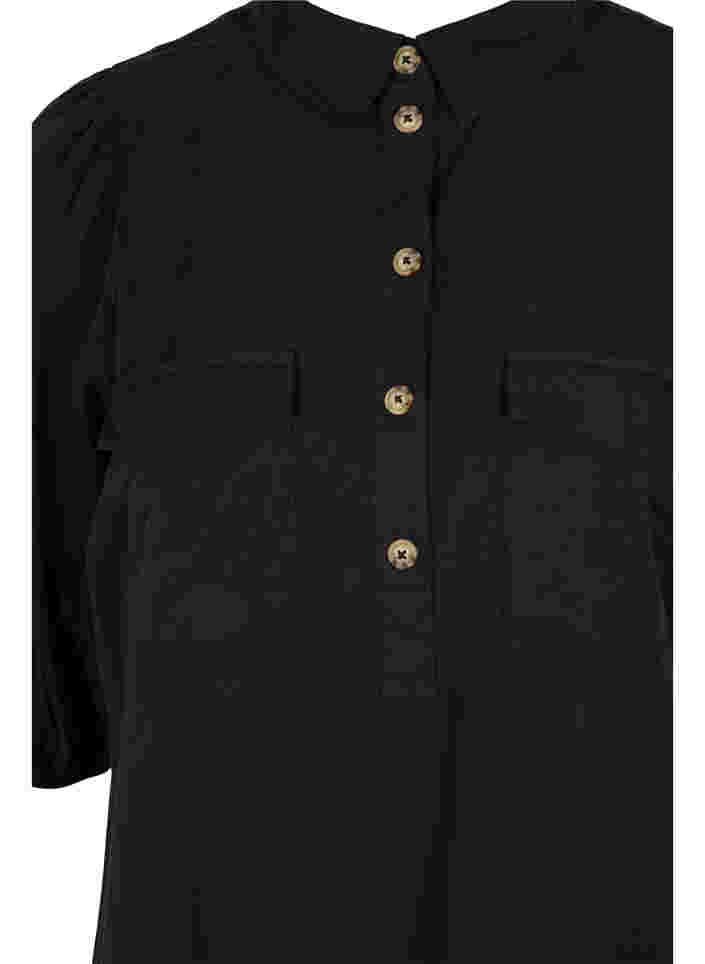 Mekko röyhelöllä ja 3/4-hihoilla, Black, Packshot image number 2