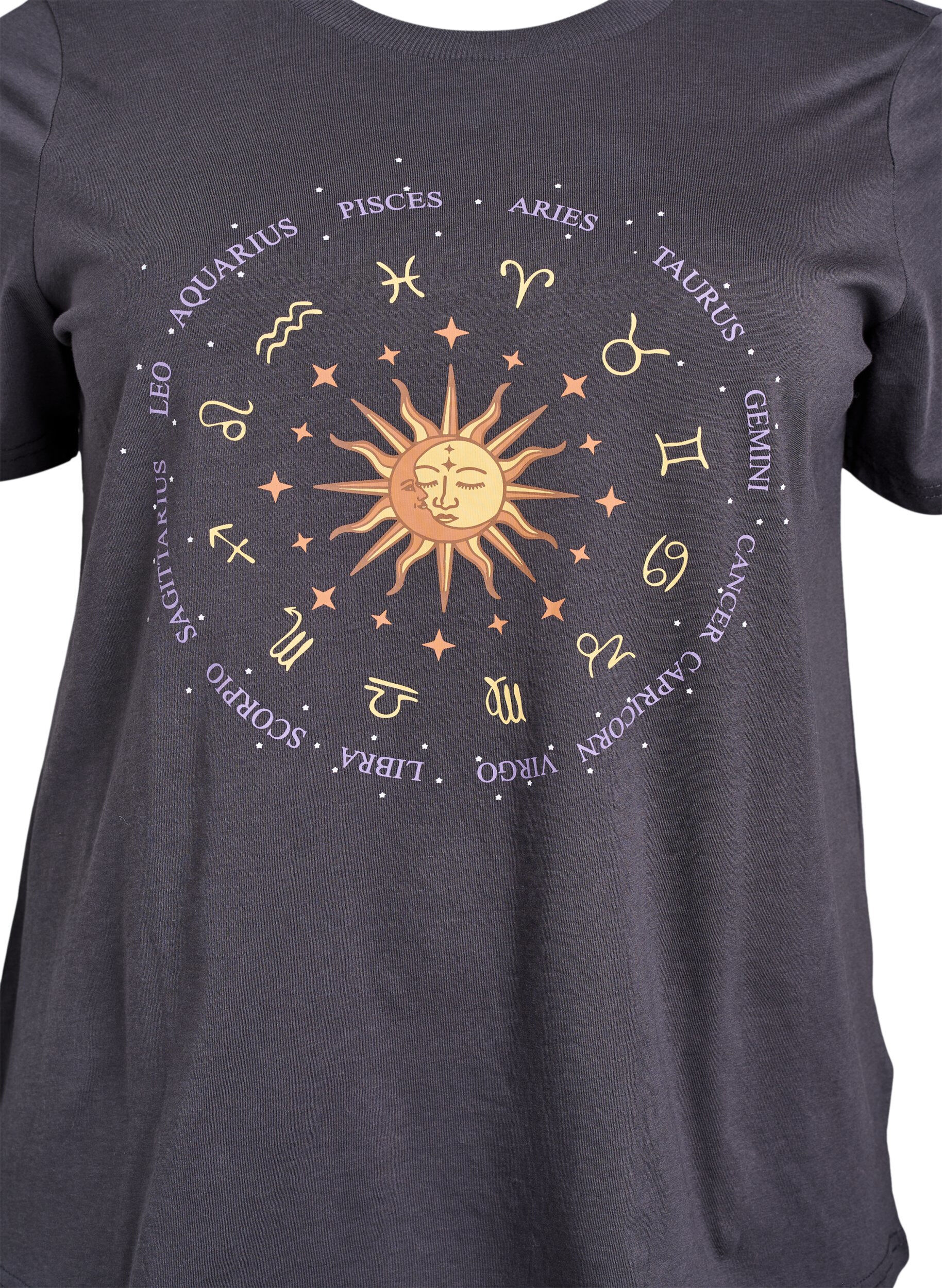 Zizzi Puuvilla T-paita etupainatuksella, Harmaa, Packshot image number 2