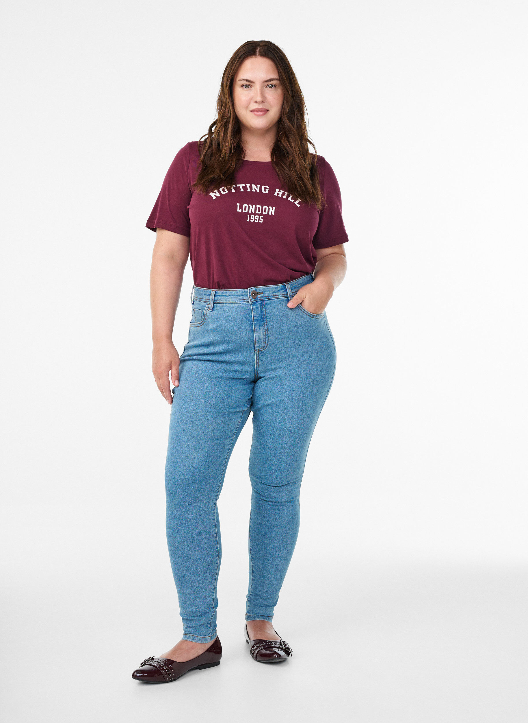 Zizzi T-paita printill&auml;, Punainen, Model image number 1