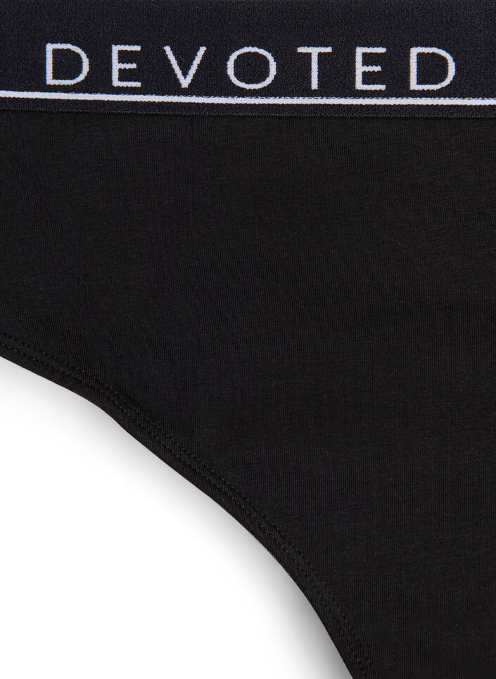 Puuvillaiset stringit normaalilla vy&ouml;t&auml;r&ouml;ll&auml;, Musta, Packshot image number 2