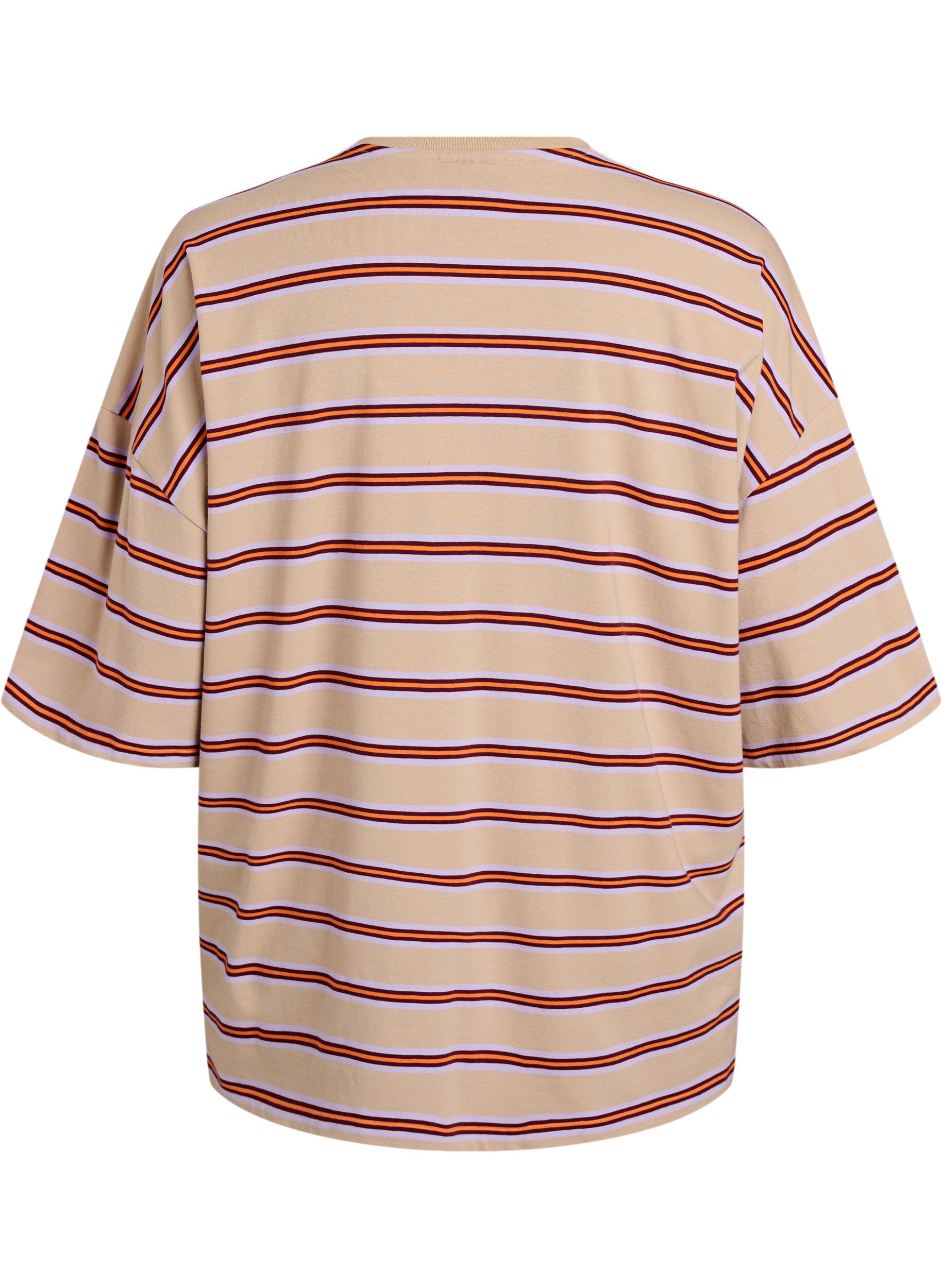 ZizziYlisuuri T-paita raidoilla ja 1/2-hihoilla, Beige, Packshot image number 1