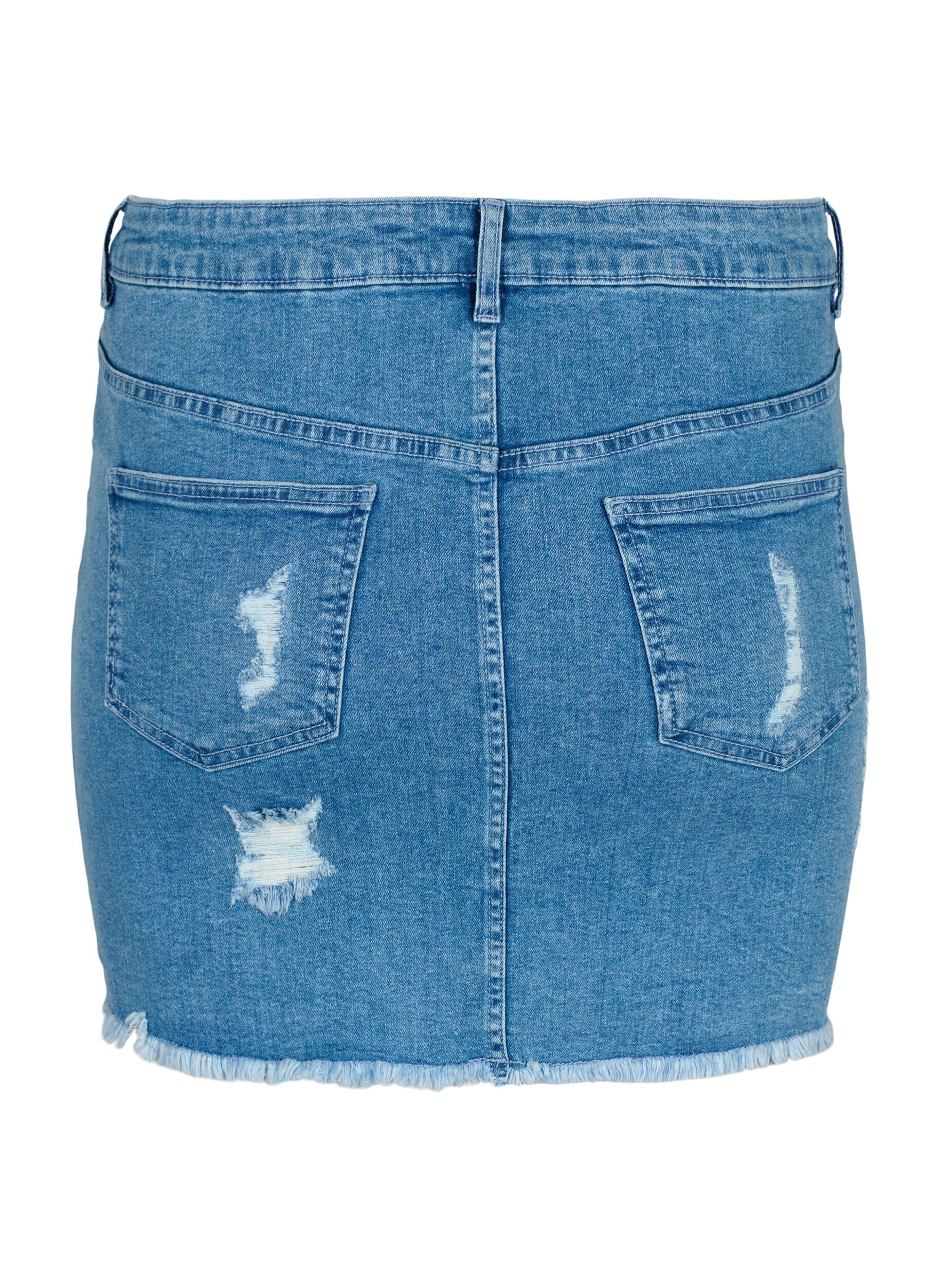 Zizzi Tyk&ouml;istuva farkkuhame kulutuksella, Blue denim, Packshot image number 1