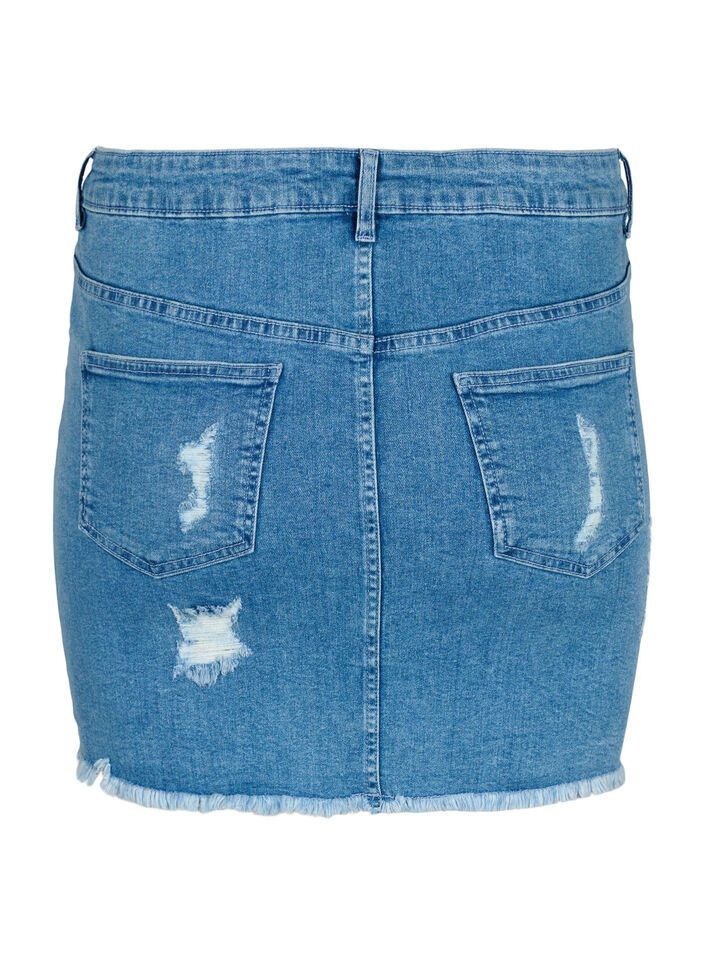 Tyköistuva farkkuhame kulutuksella, Blue denim, Packshot image number 1