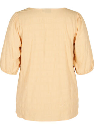 Ruudullinen pusero puhvihihoilla, Yellow Check, Packshot image number 1