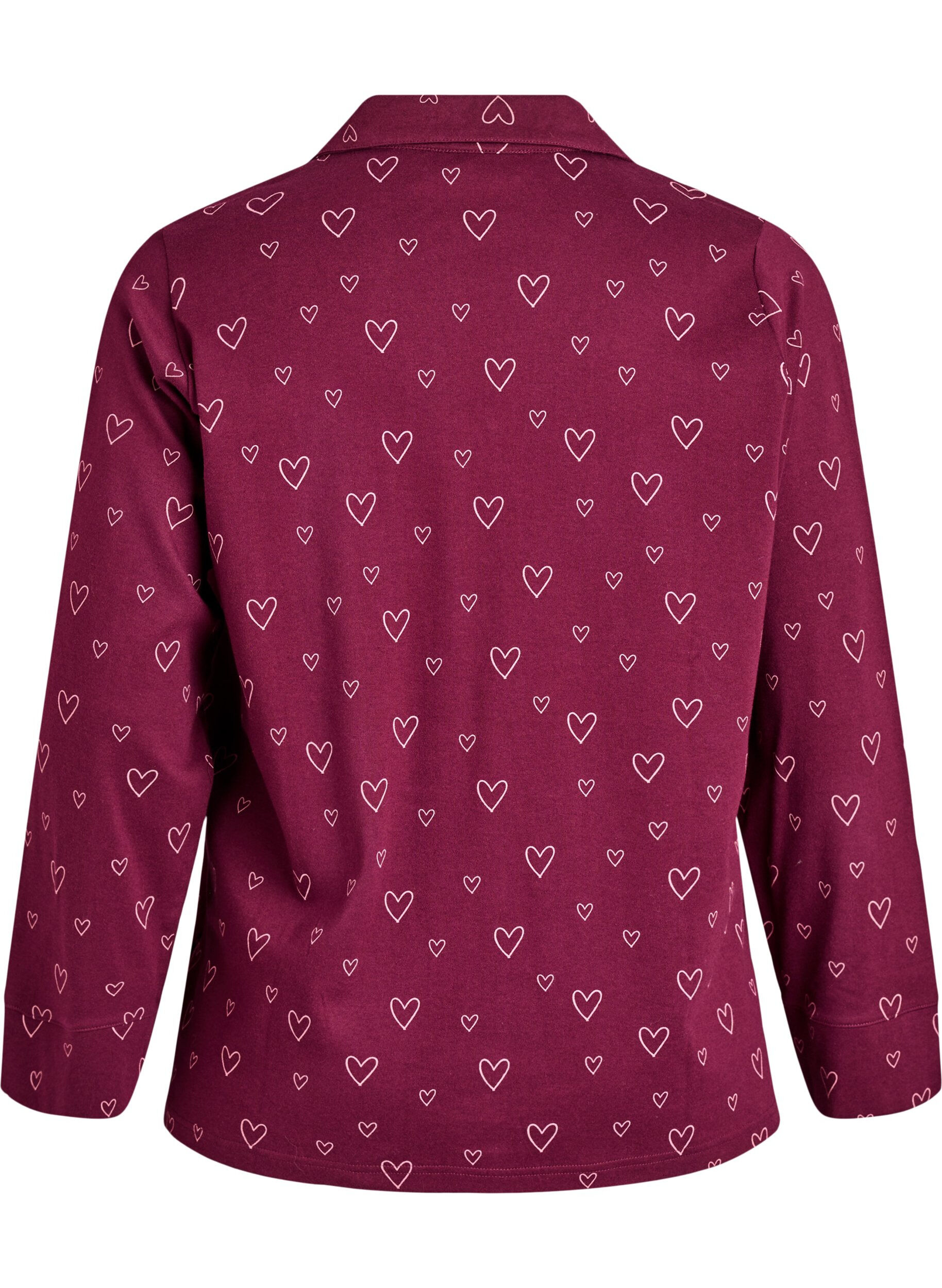 Zizzi Puuvillainen pyjamapaita rintataskulla, Tumma Bordeaux, Packshot image number 1