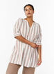 Puuvillatunika V-p&auml;&auml;ntiell&auml;, Beige, Model image number 0