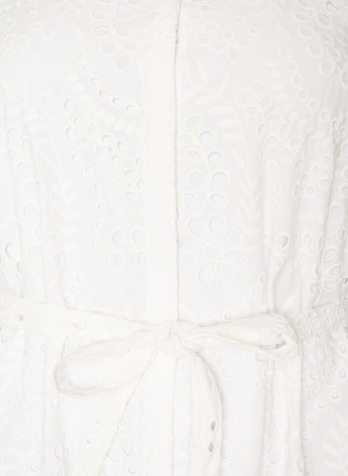 Paitamekko brodeerattua broderie anglaise -kangasta vy&ouml;ll&auml;, Valkoinen, Packshot image number 2