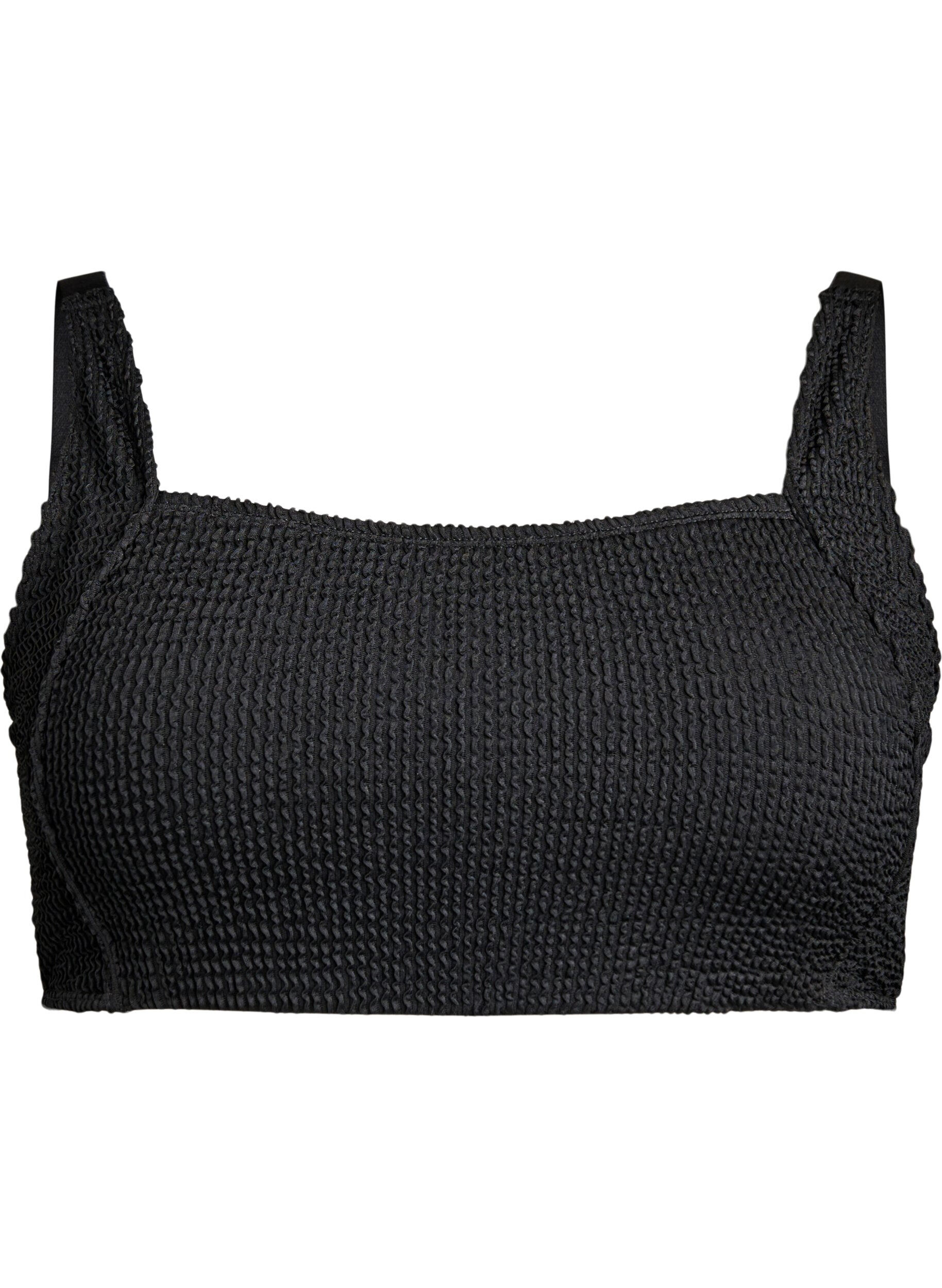 Zizzi Kreppibikinitoppi s&auml;&auml;dett&auml;vill&auml; olkaimilla, Musta, Packshot image number 0