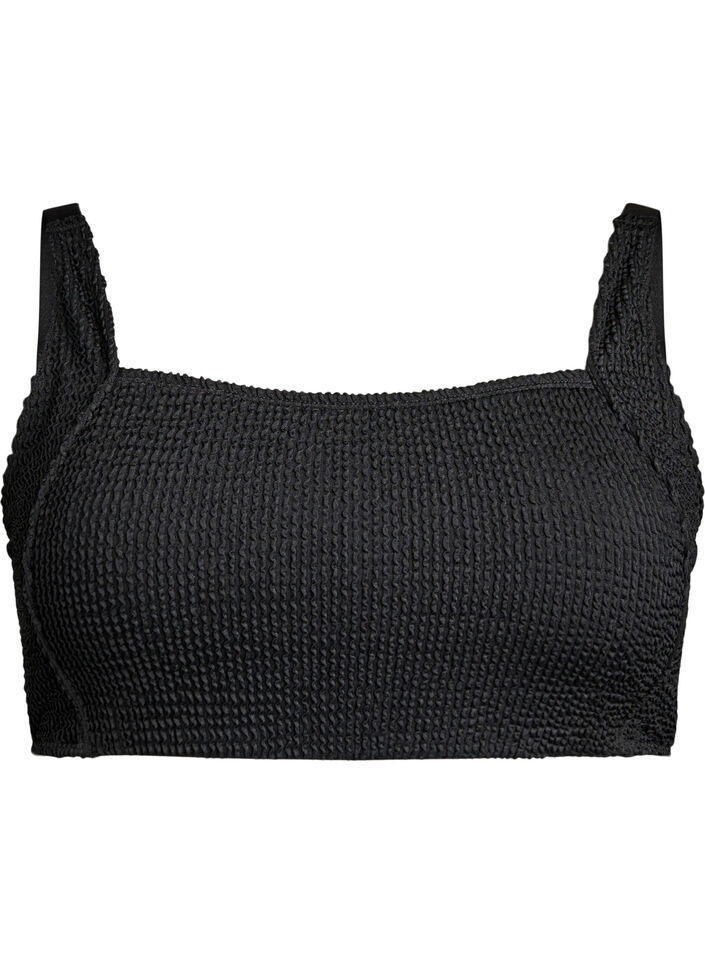 Kreppibikinitoppi säädettävillä olkaimilla, Musta, Packshot image number 0