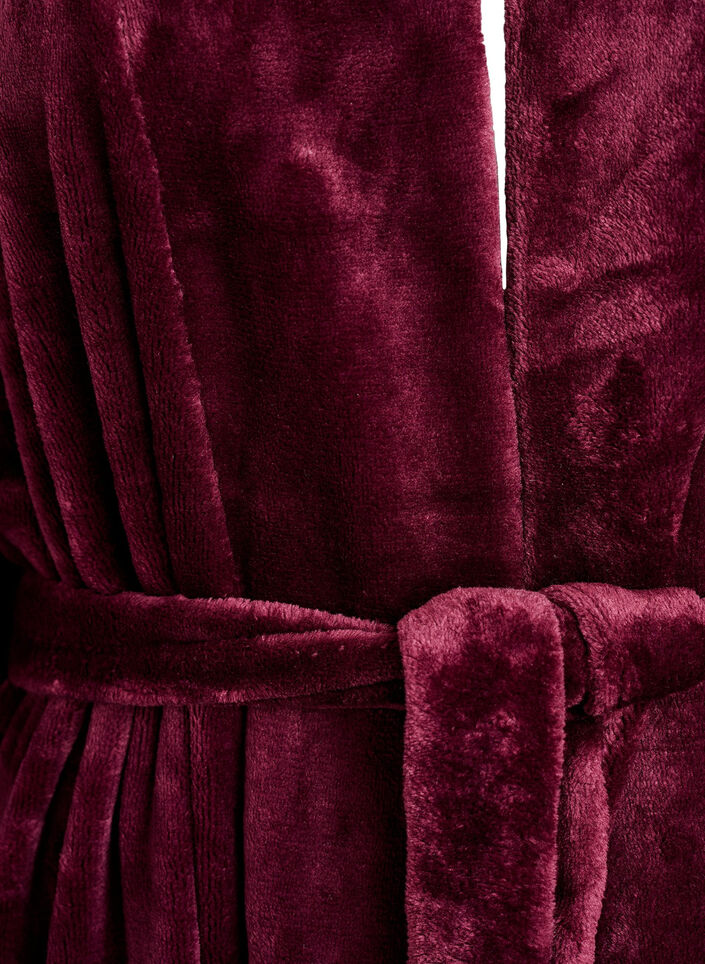 Aamutakki pehme&auml;&auml; velouria taskuilla, Tumma Bordeaux, Packshot image number 2