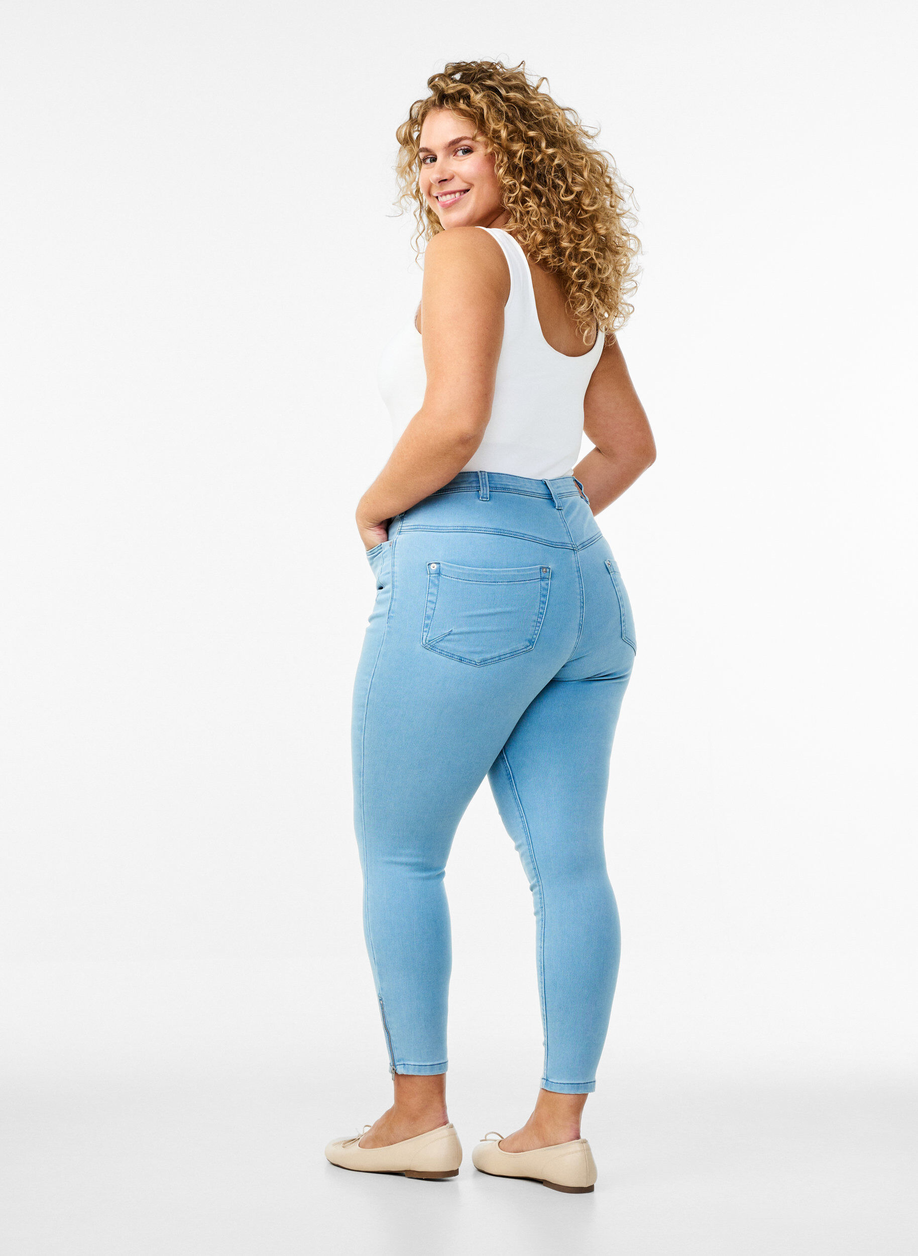 ZizziKropatut Amy-farkut vetoketjulla, Sininen, Model image number 1