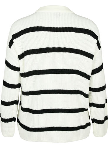 FLASH – Raidallinen neulepusero, White/Black Stripe, Packshot image number 1