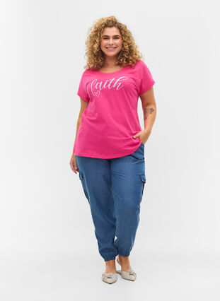 Väljä puuvillainen t-paita lyhyillä hihoilla, Beetroot Pur Faith, Model image number 2