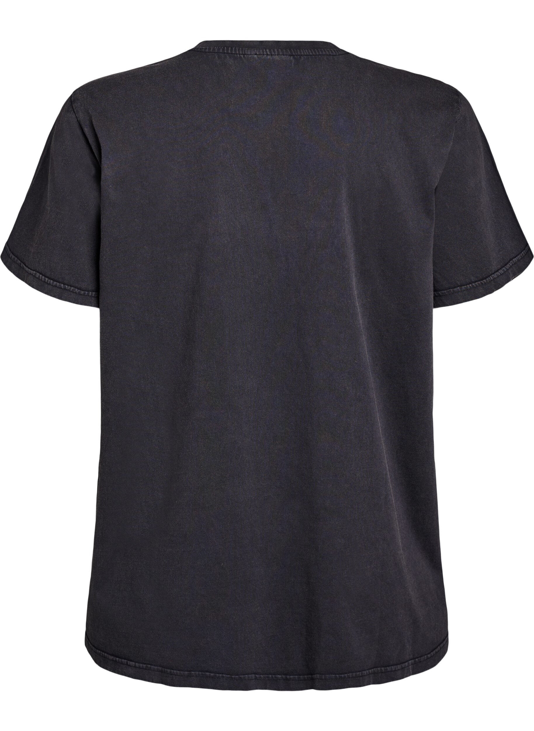 Zizzi Luomupuuvillainen T-paita strassikivill&auml; ja perhoskuviolla, Harmaa, Packshot image number 1